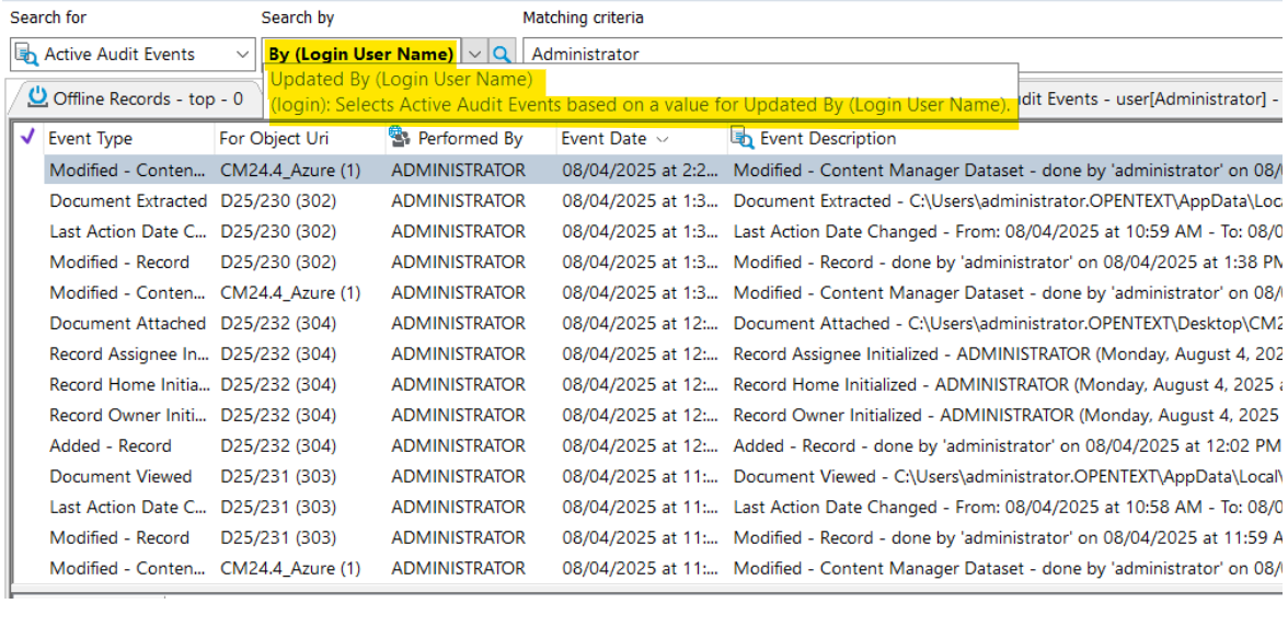 How to Fetch Online Audit Logs for searches based on User