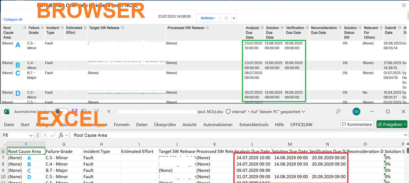 SBM: After Exporting a Report to Excel, the date field values change in ...