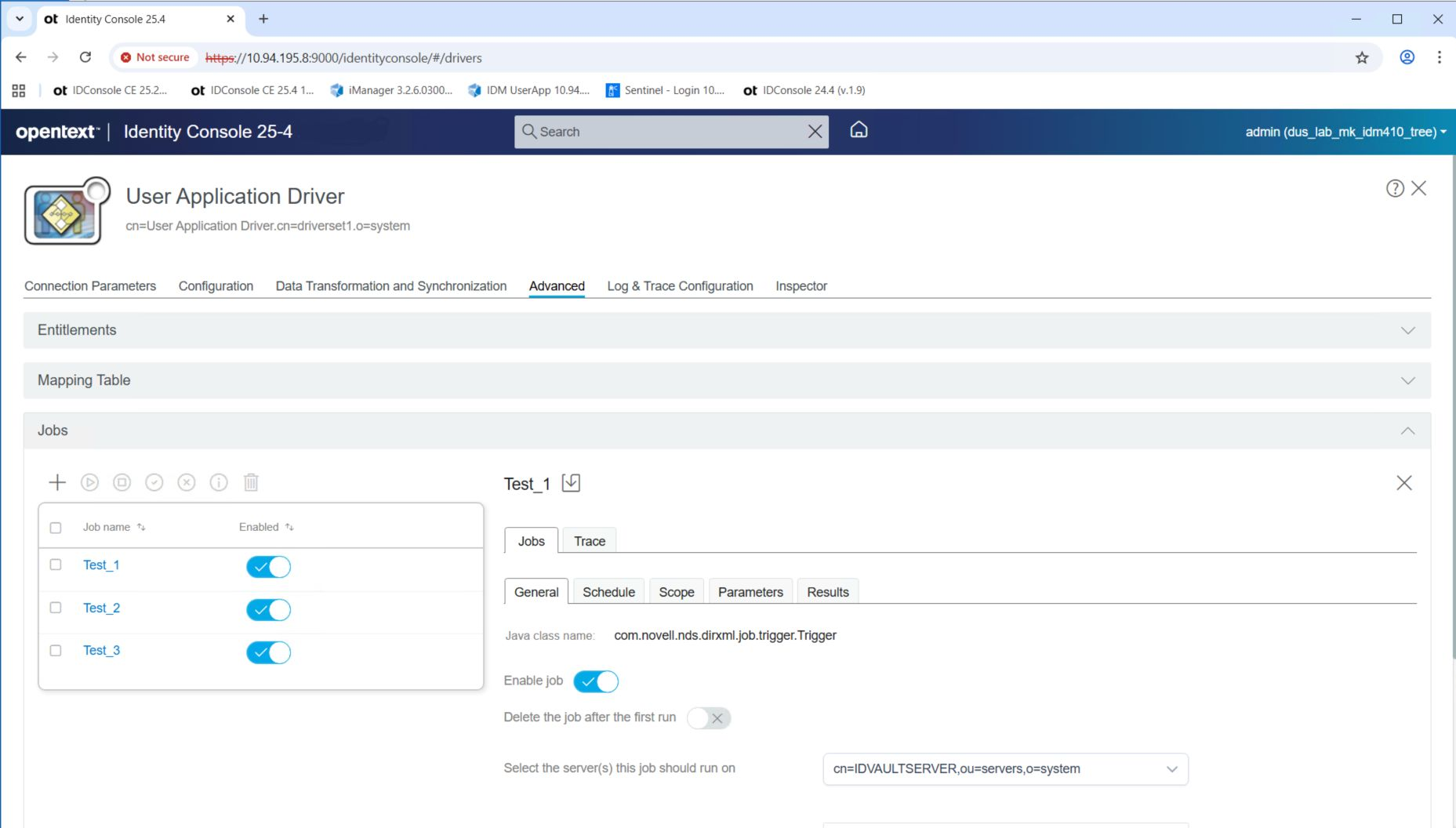 Disabling Driver jobs in Identity Console from the list of jobs in left ...