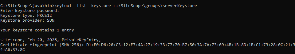 SiteScope - The password for the certificate store used by SiteScope