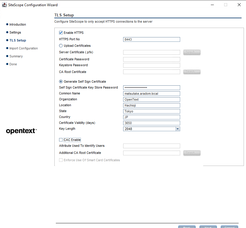 SiteScope - The password for the certificate store used by SiteScope