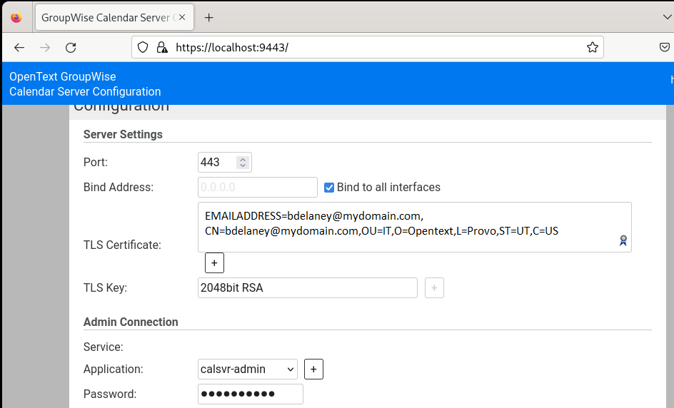 During GroupWise Calendar Server Configuration, when selcting the TLS ...