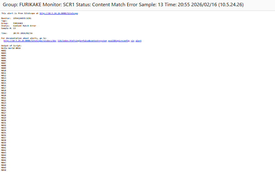 SiteScope Script Monitor - is not output in its entirety. It is cut off ...