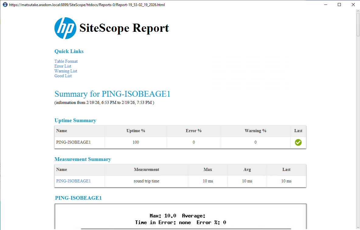 SiteScope - Quick Report cannot be displayed. The browser keeps ...